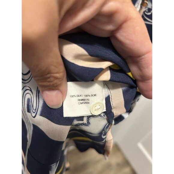 ANTHROPOLOGIE Zooligst CHARLOTTE LINTON Smoke Signs Cloud Silk Blouse Size 10 - Picture 4 of 7